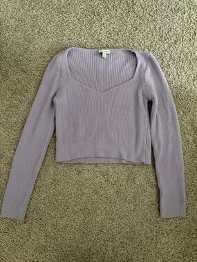 Topshop Lavender Ribbed V-Neck Sweater
